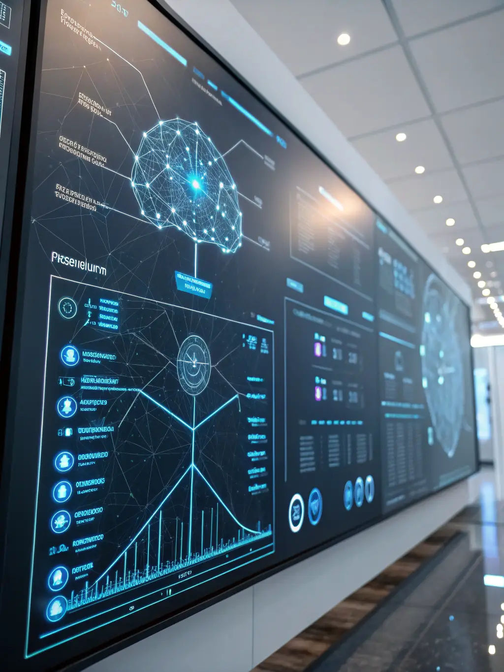 A sleek, futuristic interface displaying interconnected nodes representing automated processes, with data flowing seamlessly between them.